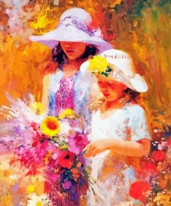 Sisters And Flowers By Pino Daeni Paint By Numbers