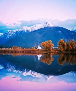 Sunset Montana Mountains Landscape Paint By Number