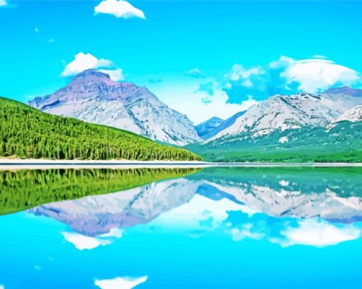 Water Reflection Montana Mountains Paint By Number