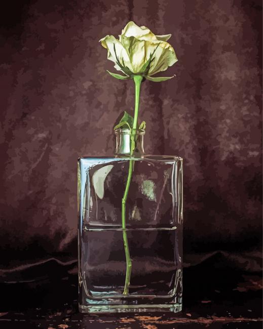 White Roses In Glass Bottles Paint By Numbers