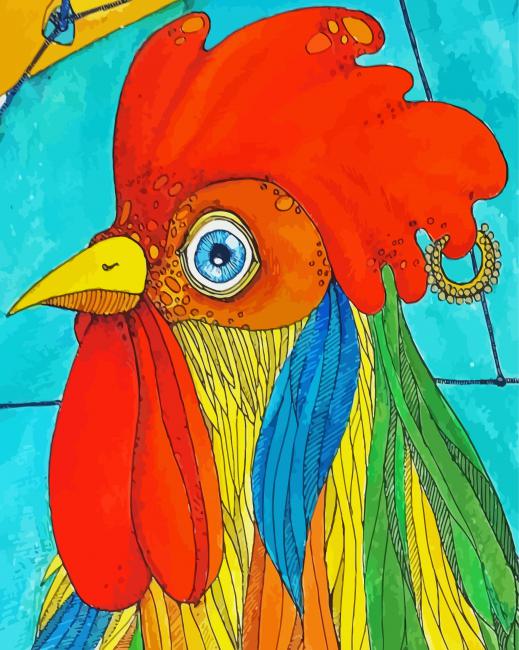 Abstract Rooster Head Paint By Numbers