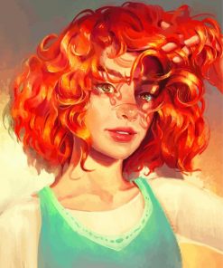 Anime Girl In Red Curls Paint By Number