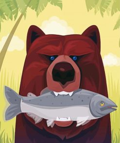 Bear Eats Fish Paint By Numbers