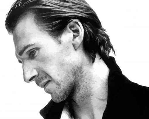Black And White Ralph Fiennes Side Profile Paint By Numbers