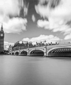 Black And White Westminster Bridge Paint By Numbers