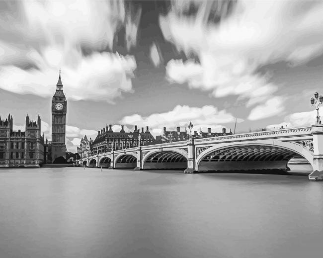 Black And White Westminster Bridge Paint By Numbers