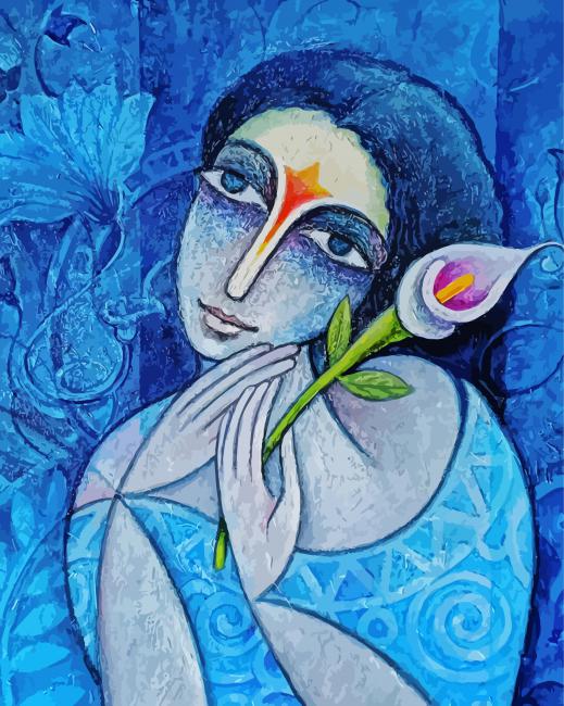 Blue Woman Art Paint By Numbers