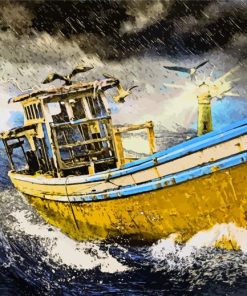 Boat In A Storm Paint By Numbers