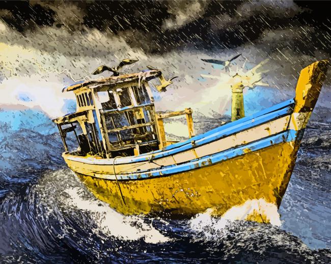 Boat In A Storm Paint By Numbers