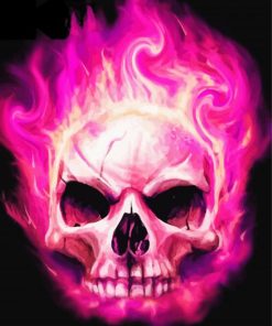 Burning Pink Skull Paint By Numbers
