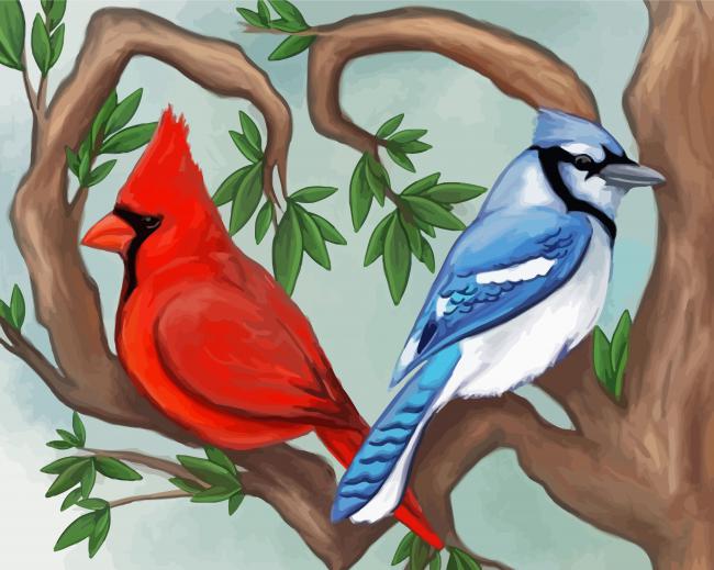 Cardinals In Snow Paint By Numbers - Numeral Paint Kit
