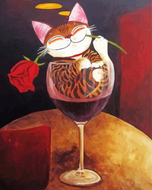 Cat And Wine Paint By Number
