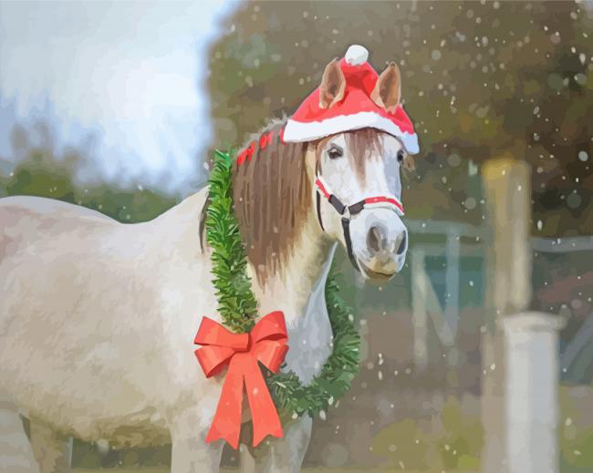 Christmas Horse With Wreath Paint By Number