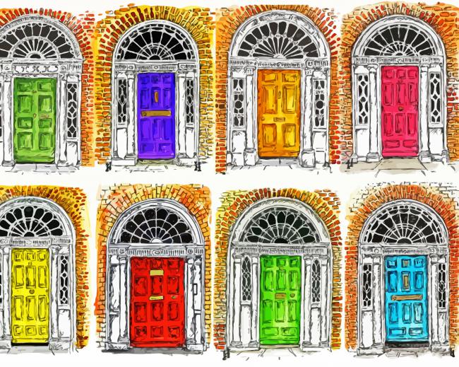 Colorful Irish Doors Art Paint By Numbers