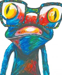 Colorful Lizard With Glasses Paint By Numbers