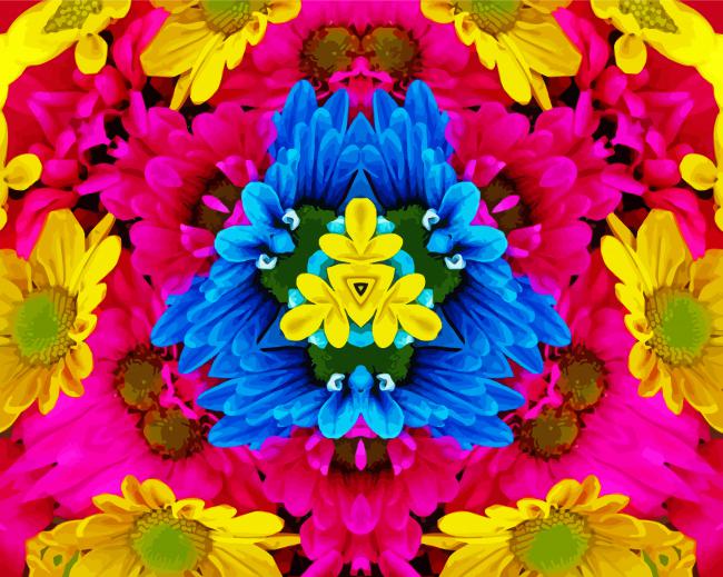 Daisy Flower Kaleidoscope Paint By Numbers
