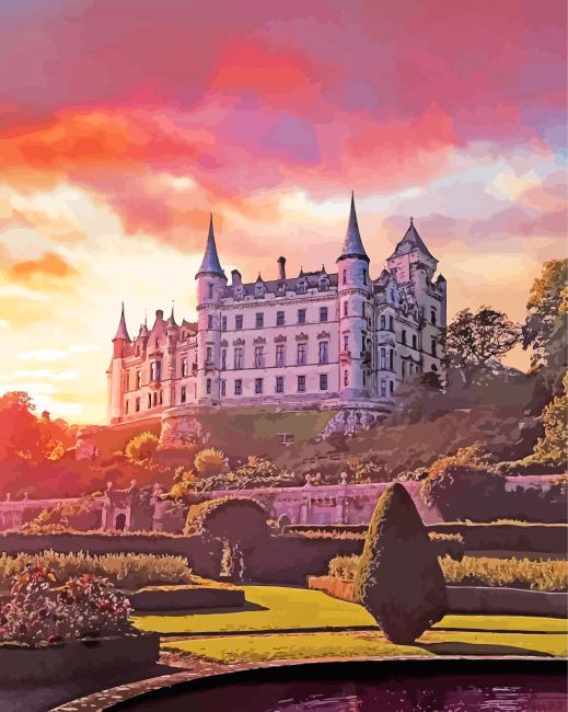 Dunrobin Castle At Sunset Paint By Numbers