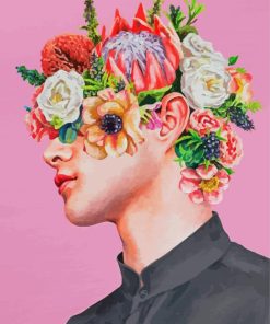 Flowers Man Head Paint By Number