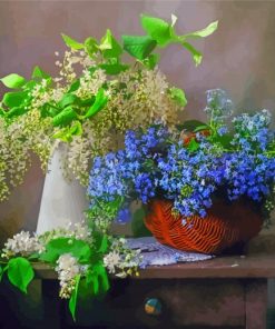 Forget Me Nots And Bird Cherry Flowers Paint By Number