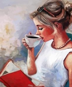 Girl Drinking Coffee Paint By Numbers
