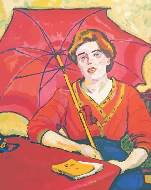 Girl In Red With A Parasol Max Pechstein Paint By Numbers