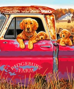 Golden Retriever Ride In Truck Art Paint By Number
