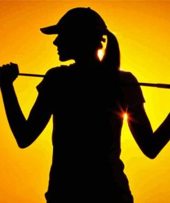 Golf Lady Silhouette At Sunset Paint By Numbers