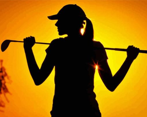 Golf Lady Silhouette At Sunset Paint By Numbers