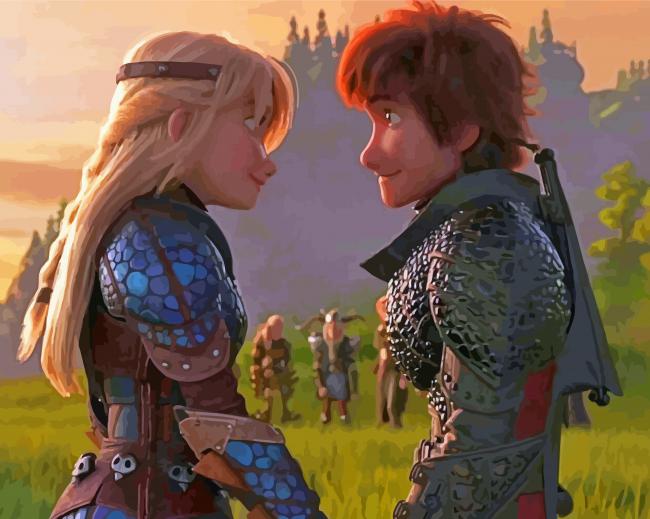Hiccup And Astrid Characters Paint By Numbers