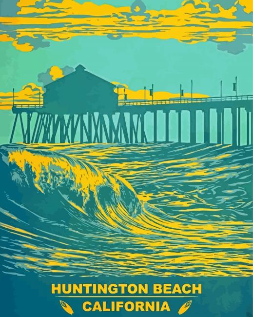 Huntington Beach Poster Paint By Numbers