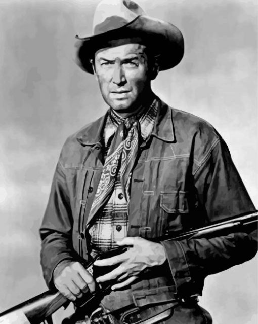 Jimmy Stewart Black And White Cowboy Paint By Number