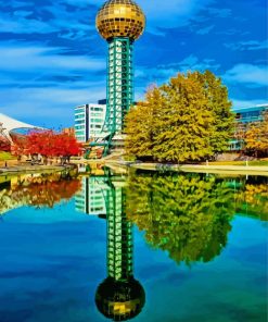 Knoxville Sunsphere Tower Reflection Paint By Numbers