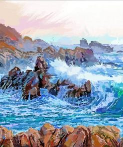 Large Waves On Rocks Art Paint By Number