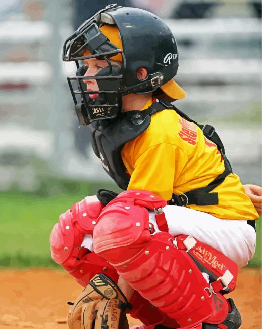 Little Boy Playing Baseball Paint By Numbers