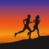 Man And Woman Trail Running Silhouette Paint By Number