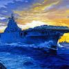 Military Ships Uss Enterprise At Sunset Paint By Number