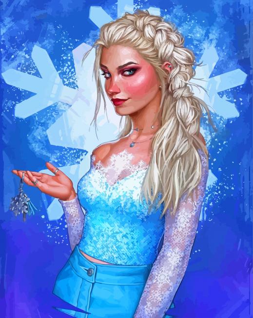 Disney-Ensemble de peinture par numéros princesse Elsa, dessin par numéros,  Frozen avec cadre, portrait coloré, toile peinte à la main