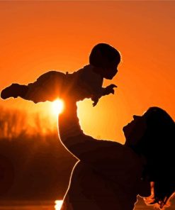 Mother With Baby Boy Silhouette Paint By Number