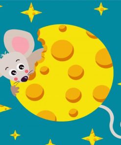 Mouse Eating Cheese Moon Paint By Numbers