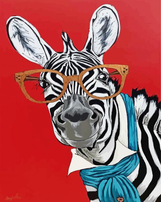 Mr Zebra With Glasses Paint By Number
