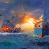 Naval Battle Warships Art Paint By Number