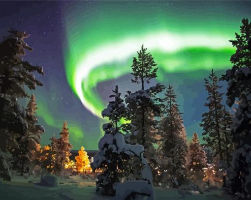 Northern Lights In Lapland Finland Paint By Number