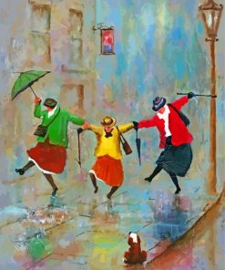 Old Ladies Dancing In The Rain Paint By Number