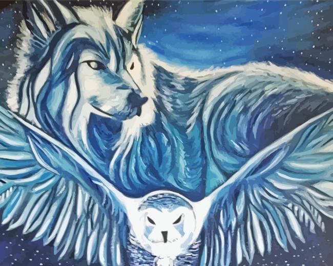 Owl And Wolf Art Paint By Number
