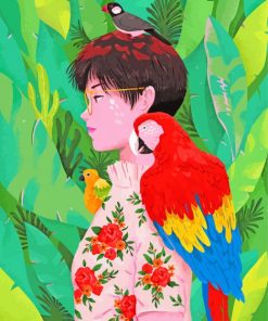 Parrot And Lady Art Paint By Number