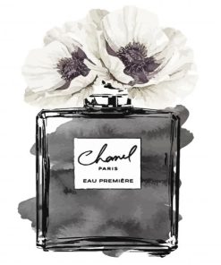 Perfume Bottle Black And White Flower Paint By Numbers