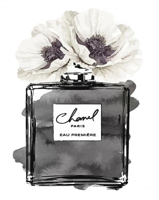 Perfume Bottle Black And White Flower Paint By Numbers