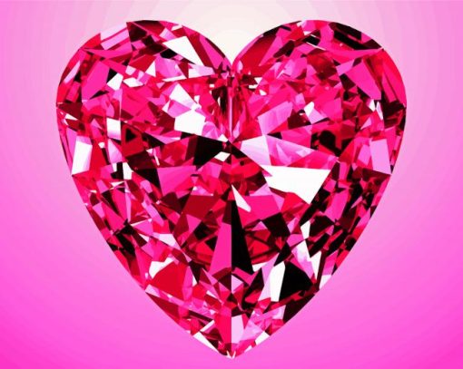 Pink Diamond Heart Paint By Numbers