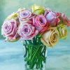 Pink And White Roses In Glass Paint By Numbers