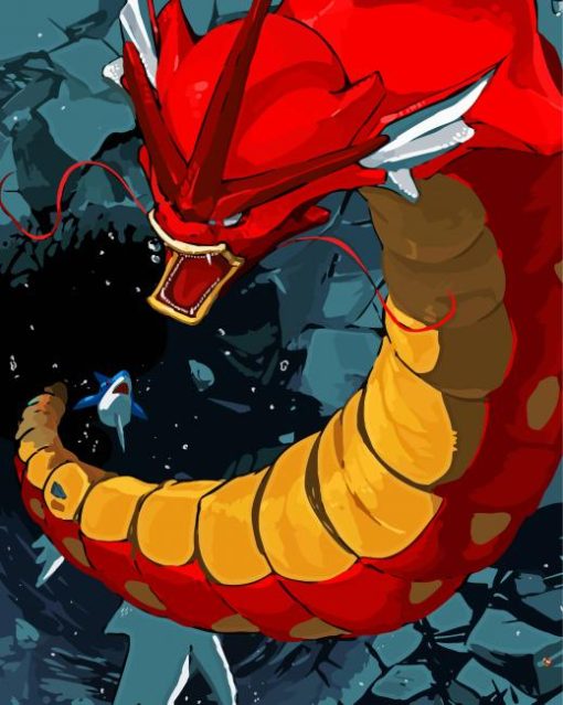 Pokemon Red Gyarados Paint By Numbers
